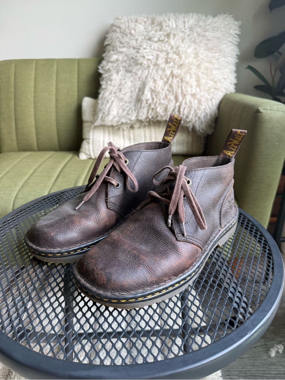 Dr. Martens Sussex Dark Brown Leather Ankle Boots - size 8 mens